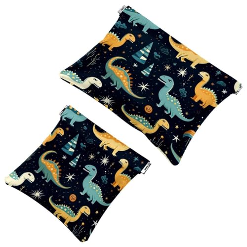 2 x Schrapnell-Beutel für Geldbörse, Sternen-Dinosaurier-727, wasserdichte Make-up-Tasche, tragbare Tasche für Frauen, Geschenke, Mehrfarbig 04, A：7.1x5.8in/18x14.8cm，B:4.7x4.5in/12x11.5cm von Generic