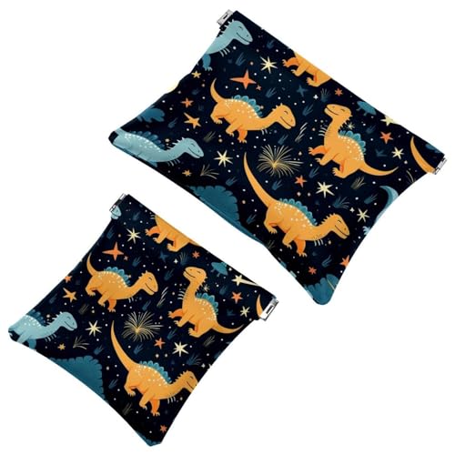 2 x Schrapnell-Beutel für Geldbörse, Sternen-Dinosaurier-727, wasserdichte Make-up-Tasche, tragbare Tasche für Frauen, Geschenke, Mehrfarbig 09, A：7.1x5.8in/18x14.8cm，B:4.7x4.5in/12x11.5cm von Generic