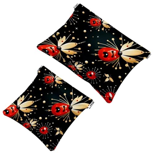 2 x Schrapnell-Beutel für Geldbörse, roter Marienkäfer-1216 wasserdichte Make-up-Tasche, tragbare Tasche für Frauen, Geschenke von Generic