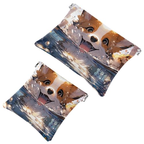 2 x Schrapnellbeutel für Geldbörse, Art Mountain Deer-1420 wasserdichte Make-up-Tasche, tragbare Tasche für Damen, Geschenke, Mehrfarbig 05, A：7.1x5.8in/18x14.8cm，B:4.7x4.5in/12x11.5cm von Generic