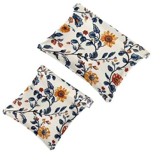 2 x Schrapnellbeutel für Geldbörse, Boho-Blumen-232, wasserdichte Make-up-Tasche, tragbare Tasche für Frauen, Geschenke, Mehrfarbig 03, A：7.1x5.8in/18x14.8cm，B:4.7x4.5in/12x11.5cm von Generic