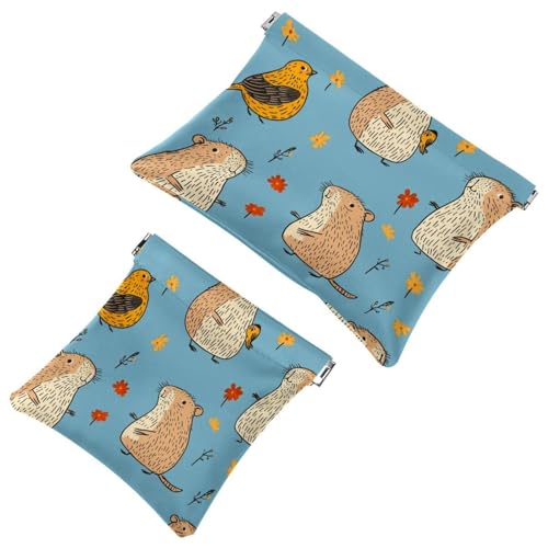 2 x Schrapnellbeutel für Geldbörse, Cartoon-Capybara-1 wasserdichte Make-up-Tasche, tragbare Tasche für Frauen, Geschenke, Mehrfarbig 05, A：7.1x5.8in/18x14.8cm，B:4.7x4.5in/12x11.5cm von Generic