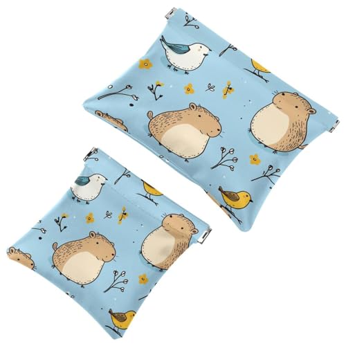 2 x Schrapnellbeutel für Geldbörse, Cartoon-Capybara-1 wasserdichte Make-up-Tasche, tragbare Tasche für Frauen, Geschenke, Mehrfarbig 06, A：7.1x5.8in/18x14.8cm，B:4.7x4.5in/12x11.5cm von Generic