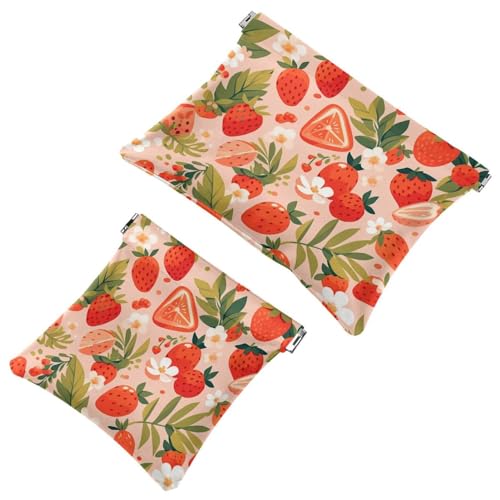 2 x Schrapnellbeutel für Geldbörse, Cartoon-Frucht-793, wasserdichte Make-up-Tasche, tragbare Tasche für Damen, Geschenke, Mehrfarbig 03, A：7.1x5.8in/18x14.8cm，B:4.7x4.5in/12x11.5cm von Generic