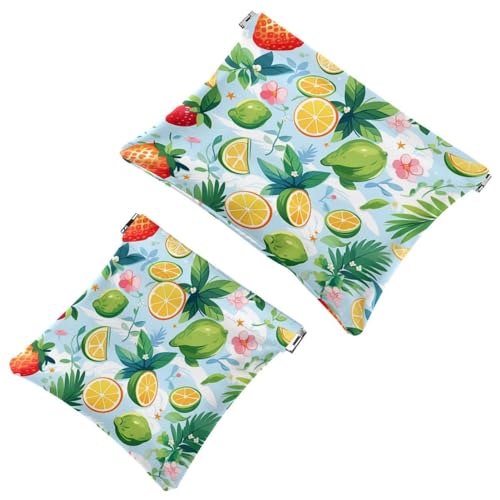 2 x Schrapnellbeutel für Geldbörse, Cartoon-Frucht-793, wasserdichte Make-up-Tasche, tragbare Tasche für Frauen, Geschenke, Mehrfarbig 09, A：7.1x5.8in/18x14.8cm，B:4.7x4.5in/12x11.5cm von Generic