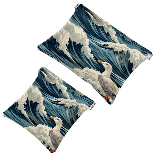 2 x Schrapnellbeutel für Geldbörse, Cartoon-Möwen-166, wasserdichte Make-up-Tasche, tragbare Tasche für Frauen, Geschenke, Mehrfarbig 02, A：7.1x5.8in/18x14.8cm，B:4.7x4.5in/12x11.5cm von Generic