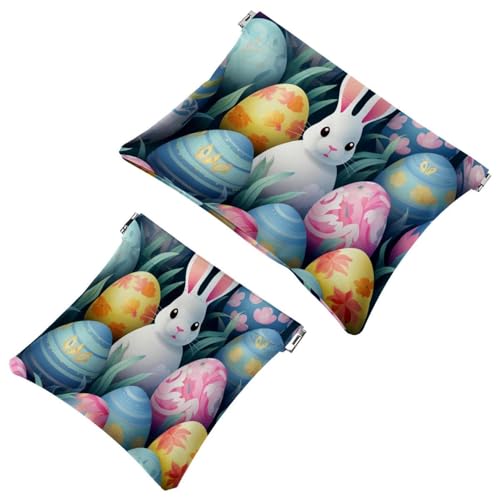 2 x Schrapnellbeutel für Geldbörse, Cartoon-Osterei, Kaninchen, 892, wasserdichte Make-up-Tasche, tragbare Tasche für Frauen, Geschenke, Mehrfarbig 10, A：7.1x5.8in/18x14.8cm，B:4.7x4.5in/12x11.5cm von Generic