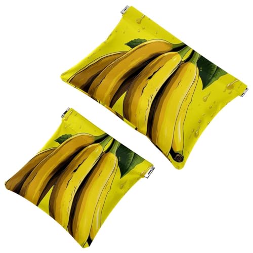 2 x Schrapnellbeutel für Geldbörse, Fresh Bananas, wasserdichte Make-up-Tasche, tragbare Tasche für Damen, Geschenke, Mehrfarbig 07, A：7.1x5.8in/18x14.8cm，B:4.7x4.5in/12x11.5cm von Generic