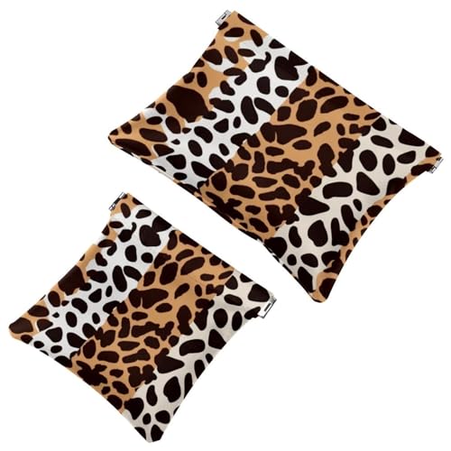2 x Schrapnellbeutel für Geldbörse, Kunst-Leopardenmuster, wasserdichte Make-up-Tasche, tragbare Tasche für Damen, Geschenke, Mehrfarbig 02, A：7.1x5.8in/18x14.8cm，B:4.7x4.5in/12x11.5cm von Generic