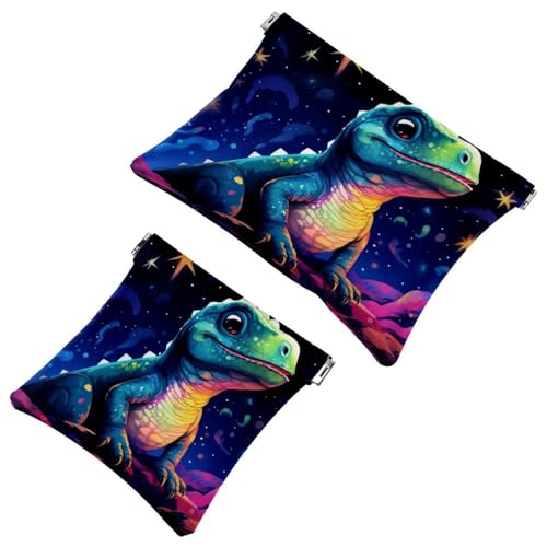 2 x Schrapnellbeutel für Geldbörse, Sternen-Dinosaurier-727, wasserdichte Make-up-Tasche, tragbare Tasche für Frauen, Geschenke, Mehrfarbig 05, A：7.1x5.8in/18x14.8cm，B:4.7x4.5in/12x11.5cm von Generic