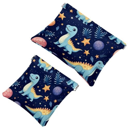 2 x Schrapnellbeutel für Geldbörse, Sternen-Dinosaurier-727, wasserdichte Make-up-Tasche, tragbare Tasche für Frauen, Geschenke, Mehrfarbig 10, A：7.1x5.8in/18x14.8cm，B:4.7x4.5in/12x11.5cm von Generic