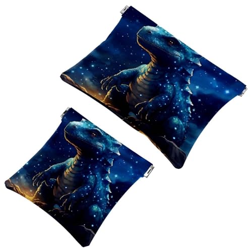 2 x Schrapnellbeutel für Geldbörse, Sternen-Dinosaurier-760, wasserdichte Make-up-Tasche, tragbare Tasche für Damen, Geschenke, Mehrfarbig 10, A：7.1x5.8in/18x14.8cm，B:4.7x4.5in/12x11.5cm von Generic
