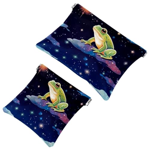 2 x Schrapnellbeutel für Geldbörse, Sternenhimmel, Frosch-1123, wasserdichte Make-up-Tasche, tragbare Tasche für Frauen, Geschenke, Mehrfarbig 07, A：7.1x5.8in/18x14.8cm，B:4.7x4.5in/12x11.5cm von Generic