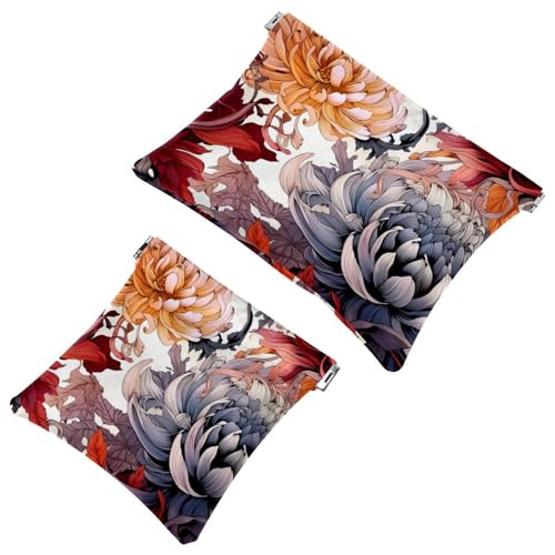 2 x Schrapnellbeutel für Geldbörse, Tintenpflanzen, 364 wasserdichte Make-up-Tasche, tragbare Tasche für Frauen, Geschenke, Mehrfarbig 02, A：7.1x5.8in/18x14.8cm，B:4.7x4.5in/12x11.5cm von Generic