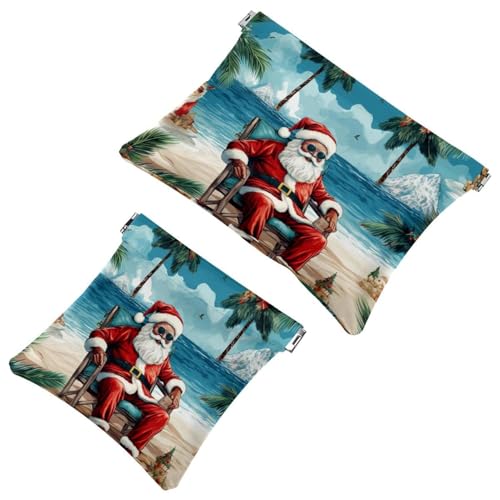 2 x Schrapnellbeutel für Geldbörse, Weihnachtsmann-Muster, wasserdichte Make-up-Tasche, tragbare Tasche für Damen, Geschenke, Mehrfarbig 04, A：7.1x5.8in/18x14.8cm，B:4.7x4.5in/12x11.5cm von Generic