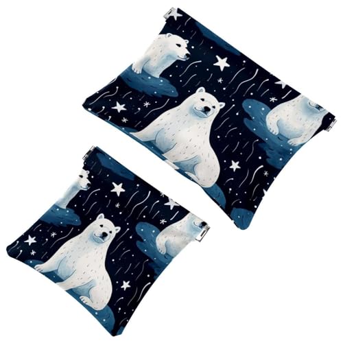2 x Schrapnellbeutel für Geldbörse, Wolke Eisbär-199, wasserdichte Make-up-Tasche, tragbare Tasche für Frauen, Geschenke, Mehrfarbig 05, A：7.1x5.8in/18x14.8cm，B:4.7x4.5in/12x11.5cm von Generic