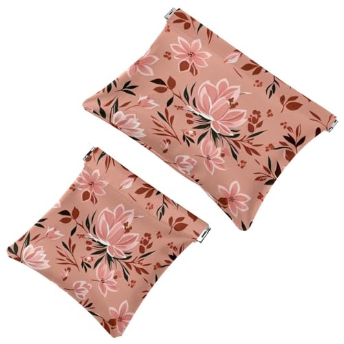 2 x Schrapnellbeutel für Geldbörse, ästhetische Blätter, 298 wasserdichte Make-up-Tasche, tragbare Tasche für Damen, Geschenke, Mehrfarbig 02, A：7.1x5.8in/18x14.8cm，B:4.7x4.5in/12x11.5cm von Generic