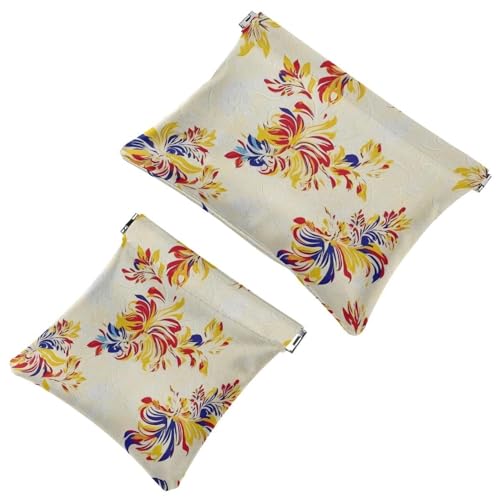 2 x Schrapnellbeutel für Geldbörse, ästhetische Blätter, 364 wasserdichte Make-up-Tasche, tragbare Tasche für Damen, Geschenke, Mehrfarbig 10, A：7.1x5.8in/18x14.8cm，B:4.7x4.5in/12x11.5cm von Generic