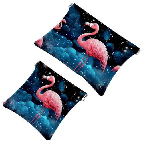 2 x Schrapnellbeutel für Geldbörse, blaue Wolke Flamingo-1027, wasserdichte Make-up-Tasche, tragbare Tasche für Damen, Geschenke von Generic