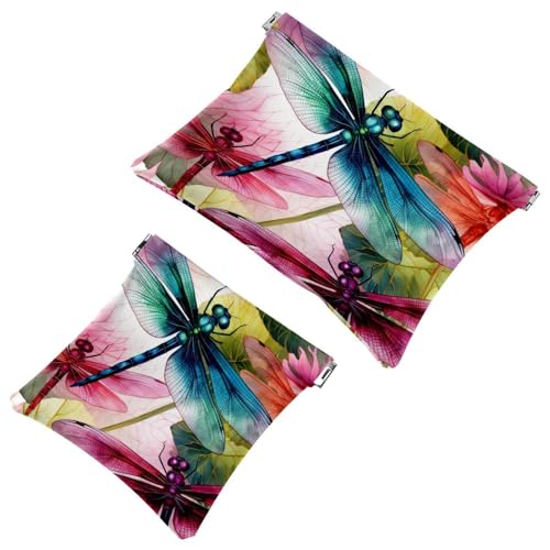 2 x Schrapnellbeutel für Geldbörse, bunte Libelle - 1444 wasserdichte Make-up-Tasche, tragbare Tasche für Frauen, Geschenke von Generic