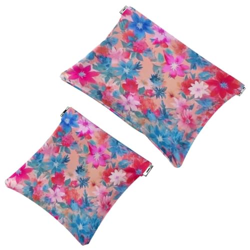 2 x Schrapnellbeutel für Geldbörse, buntes Batikfärben, 133 wasserdichte Make-up-Tasche, tragbare Tasche für Frauen, Geschenke, Mehrfarbig 02, A：7.1x5.8in/18x14.8cm，B:4.7x4.5in/12x11.5cm von Generic
