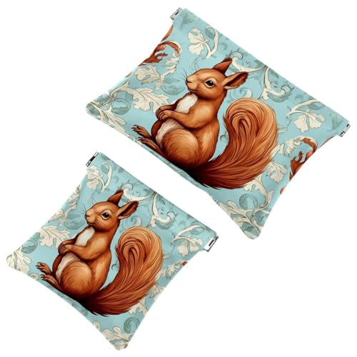 2 x Schrapnellbeutel für Geldbörse, drei Eichhörnchen auf einem Ast, wasserdichte Make-up-Tasche, tragbare Tasche für Frauen, Geschenke, Mehrfarbig 10, A：7.1x5.8in/18x14.8cm，B:4.7x4.5in/12x11.5cm von Generic