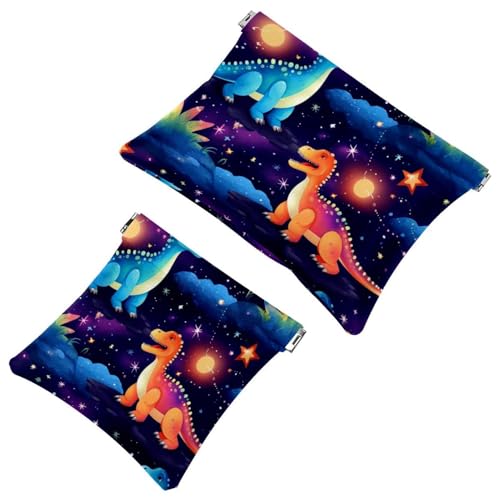 2 x Schrapnellbeutel für Geldbörse, farbiger Dinosaurier-793, wasserdichte Make-up-Tasche, tragbare Tasche für Frauen, Geschenke, Mehrfarbig 03, A：7.1x5.8in/18x14.8cm，B:4.7x4.5in/12x11.5cm von Generic