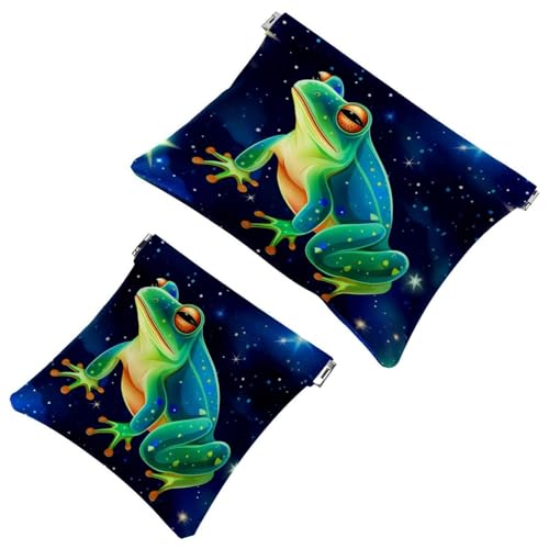 2 x Schrapnellbeutel für Geldbörse, farbiger Frosch, 1189 wasserdichte Make-up-Tasche, tragbare Tasche für Frauen, Geschenke, Mehrfarbig 05, A：7.1x5.8in/18x14.8cm，B:4.7x4.5in/12x11.5cm von Generic