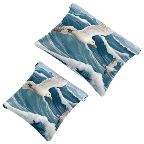 2 x Schrapnellbeutel für Geldbörse, fliegende Möwen, wasserdichte Make-up-Tasche, tragbare Tasche für Damen, Geschenke, Mehrfarbig 10, A：7.1x5.8in/18x14.8cm，B:4.7x4.5in/12x11.5cm von Generic