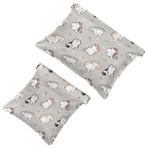 2 x Schrapnellbeutel für Geldbörse, niedliche Cartoon-Katze, wasserdichte Make-up-Tasche, tragbare Tasche für Damen, Geschenke, Mehrfarbig 05, A：7.1x5.8in/18x14.8cm，B:4.7x4.5in/12x11.5cm von Generic