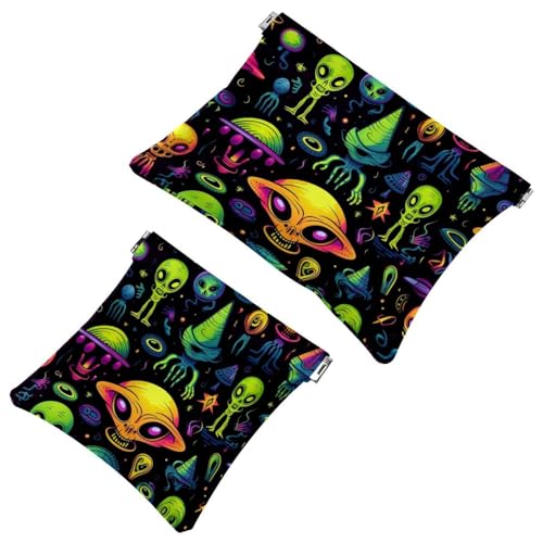 2 x Schrapnellbeutel für Geldbörse, niedliches grünes Alien-76, wasserdichte Make-up-Tasche, tragbare Tasche für Damen, Geschenke von Generic