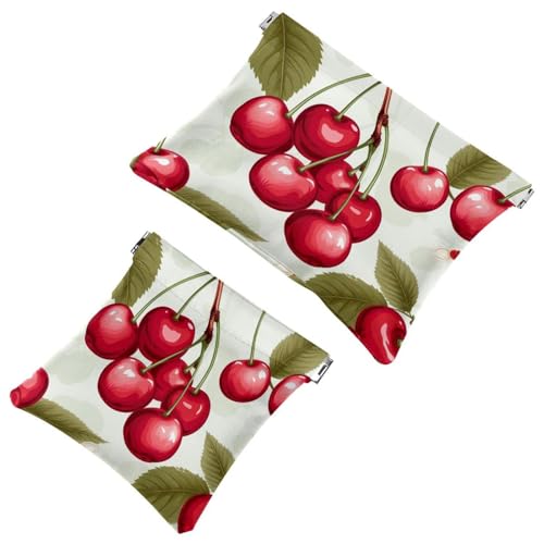 2 x Schrapnellbeutel für Geldbörse, rote Kirschen - 1651 wasserdichte Make-up-Tasche, tragbare Tasche für Damen, Geschenke, Mehrfarbig 10, A：7.1x5.8in/18x14.8cm，B:4.7x4.5in/12x11.5cm von Generic