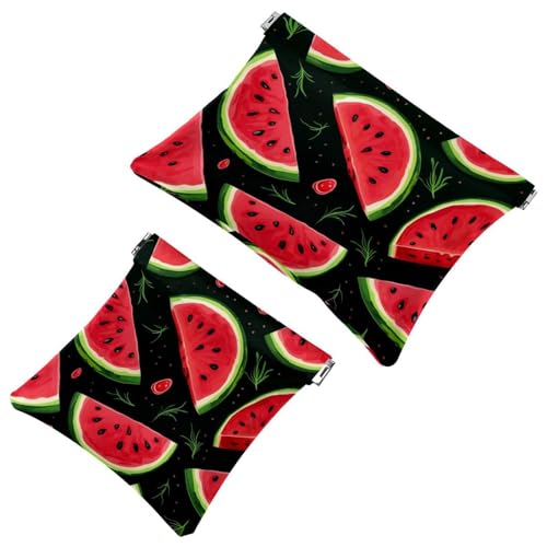 2 x Schrapnellbeutel für Geldbörse, rote Wassermelone, wasserdichte Make-up-Tasche, tragbare Tasche für Damen, Geschenke, Mehrfarbig 03, A：7.1x5.8in/18x14.8cm，B:4.7x4.5in/12x11.5cm von Generic