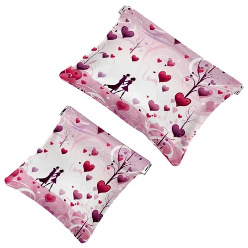 2 x Schrapnellbeutel für Geldbörse, süßes Violett, Valentinstag Love-892, wasserdichte Make-up-Tasche, tragbare Tasche für Frauen, Geschenke, Multicolor 01, A：7.1x5.8in/18x14.8cm，B:4.7x4.5in/12x11.5cm von Generic