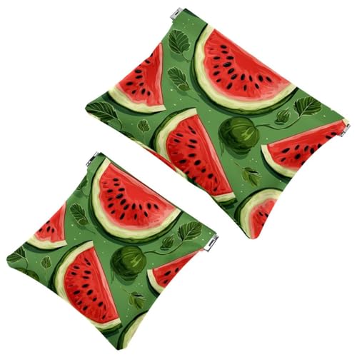 2 x rote Wassermelone 2102 Kosmetiktasche für Geldbörsen, wasserdichte Make-up-Tasche, Kosmetiktasche, tragbar, kein Reißverschluss, Mehrfarbig 02, A：7.1x5.8in/18x14.8cm，B:4.7x4.5in/12x11.5cm von Generic