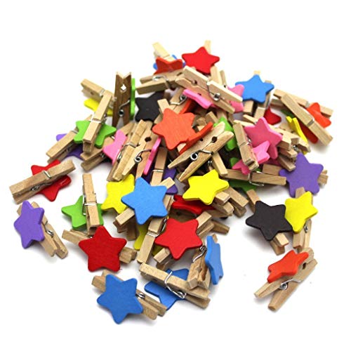 20 Stück Mini-Clips aus Holz, Memo, Foto, Clips, Dekoration, zufällige Farbe, robust und praktisch von Generic