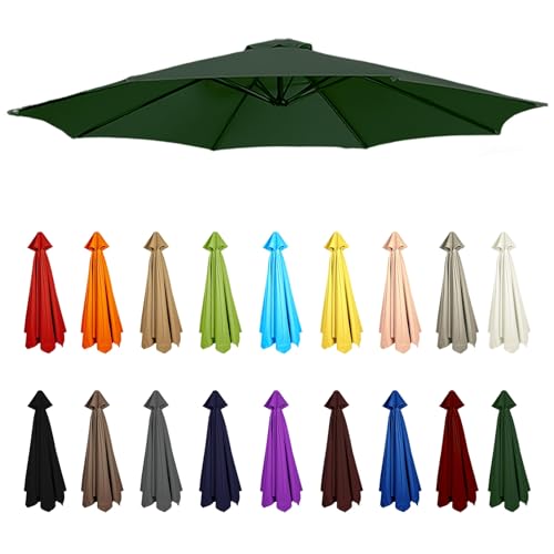200cm～350cm Sonnenschirmbezug Ersatzbezug, 6/8 Rippen, wasserdicht und Uv Schutz Stoff, Outdoor-Regenschirm Sonnenschutz, Sonnenschirm Ersatzteile(Dark green,11.5FT/3.50M-8Ribs) von Generic