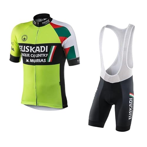 2022 Pro Team euskadi Spain Radtrikot Set für Herren, atmungsaktives MTB Radtrikot Trägerhose Kits Gel Paddad (2XL) von Generic