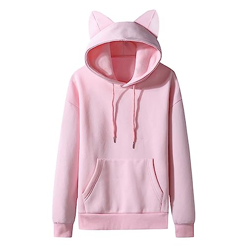 2023 /Winter Katze Ohr Fleece Paar Einfarbig Mit Kapuze Damen Hoodie Für Damen Sweatshirts Herren Pack von Generic
