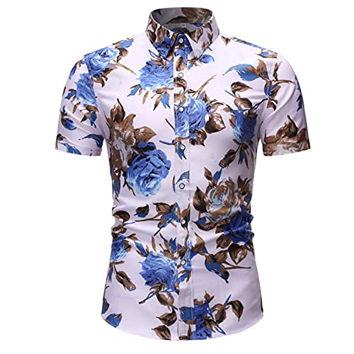 2023 Hemd Herren Hawaii Hemd Männer Kurzarmhemd Herren Hippie Hemd Beach Shirt T-Shirt mit Kragen Für Männer Yk2 Sommer Serie Outdoor Fashion Herrenhemd Kurzarm Freizeithemden von Generic