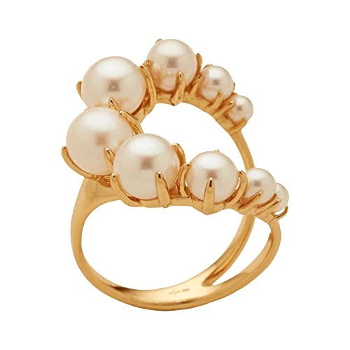 2023 Neue einfache Mode Perlenring Damen Vielseitige Verlobungsringe für Freundin Krustenringe, gold, D von Generic