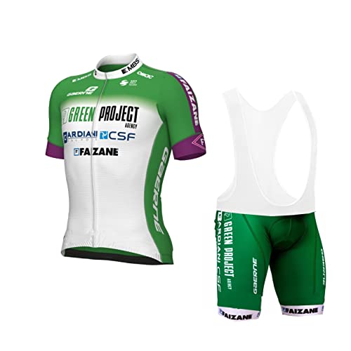 2023 Pro Team Green Project Bardiani Csf Radtrikot Set für Herren, atmungsaktives MTB Radtrikot Trägerhose Kits GEL Paddad (M) von Generic