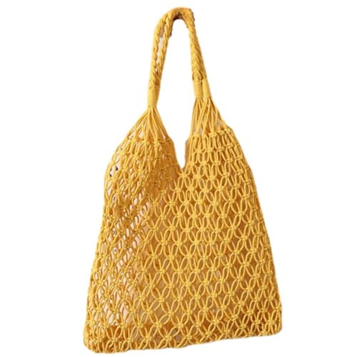 2023 Summer Crochet Hobo Woven Shopper Braided See-Through Shoulder Bag Beach Bag (Yellow) von Generic