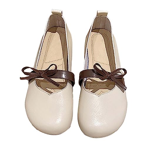 2023 Temperament frauen Schuhe Runde Kappe Flach Mund Flachen Drag Baotou Damen Sandalen Profil Schuhe Damen (White, 38) von Generic