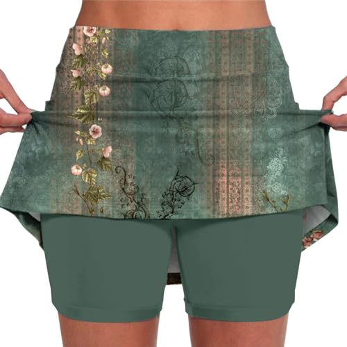 2024 Angebote Tennisrock Damen Sportrock Laufrock mit Hose, golfrock Damen Knielang Tennisrock Damen mit Hose Skater Hose Kurze Jeans Sport Rock mit Hose Rock schwarz Knielang von Generic