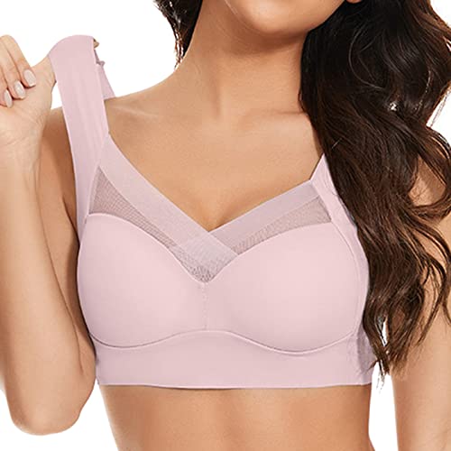 2024 BH Damen V-Ausschnitt Komfort Soft Push Up Seamless Klassischer Nahtloser Spitzen Bügelloser Weicher Bustier Atmungsaktiver Bra Bralette Nahtlose Sport-BHS aus Bio-Baumwolle von Generic