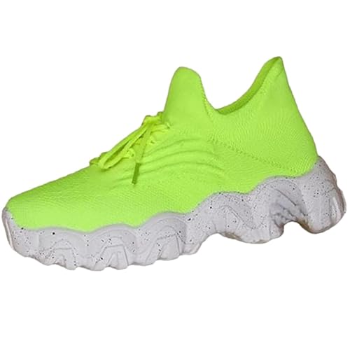 2024 Damen Freizeitschuhe Mesh Atmungsaktiv Bequem Dicke Sohle Plateau Keilabsatz Höhenzuwachs rutschfest Leicht Elegant Modisch Sportlich Alltag Straßenschuhe Komfortabel Weich (Light Green, 42) von Generic
