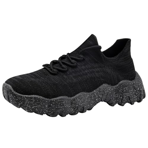 2024 Damen Freizeitschuhe Mesh Atmungsaktiv Bequem Dicke Sohle Plateau Keilabsatz Höhenzuwachs rutschfest Leicht Elegant Modisch Sportlich Alltag Straßenschuhe Komfortabel Weich Flexibel (Black, 42) von Generic