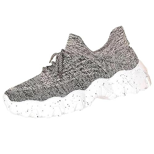2024 Damen Freizeitschuhe Mesh Atmungsaktiv Bequem Dicke Sohle Plateau Keilabsatz Höhenzuwachs rutschfest Leicht Elegant Modisch Sportlich Alltag Straßenschuhe Komfortabel Weich Flexibel (Brown, 43) von Generic