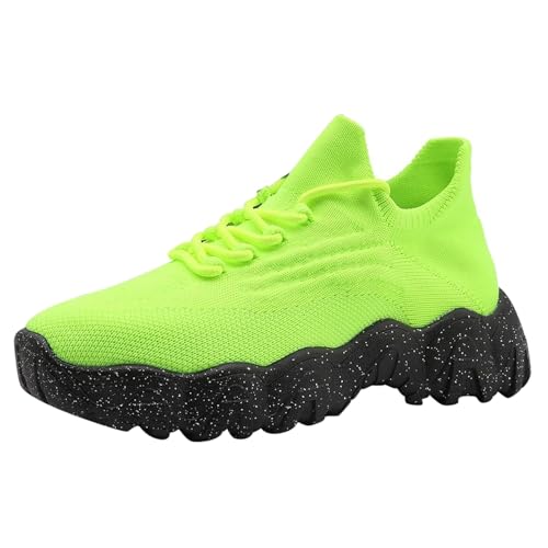 2024 Damen Freizeitschuhe Mesh Atmungsaktiv Bequem Dicke Sohle Plateau Keilabsatz Höhenzuwachs rutschfest Leicht Elegant Modisch Sportlich Alltag Straßenschuhe Komfortabel Weich Flexibel (Green, 36) von Generic